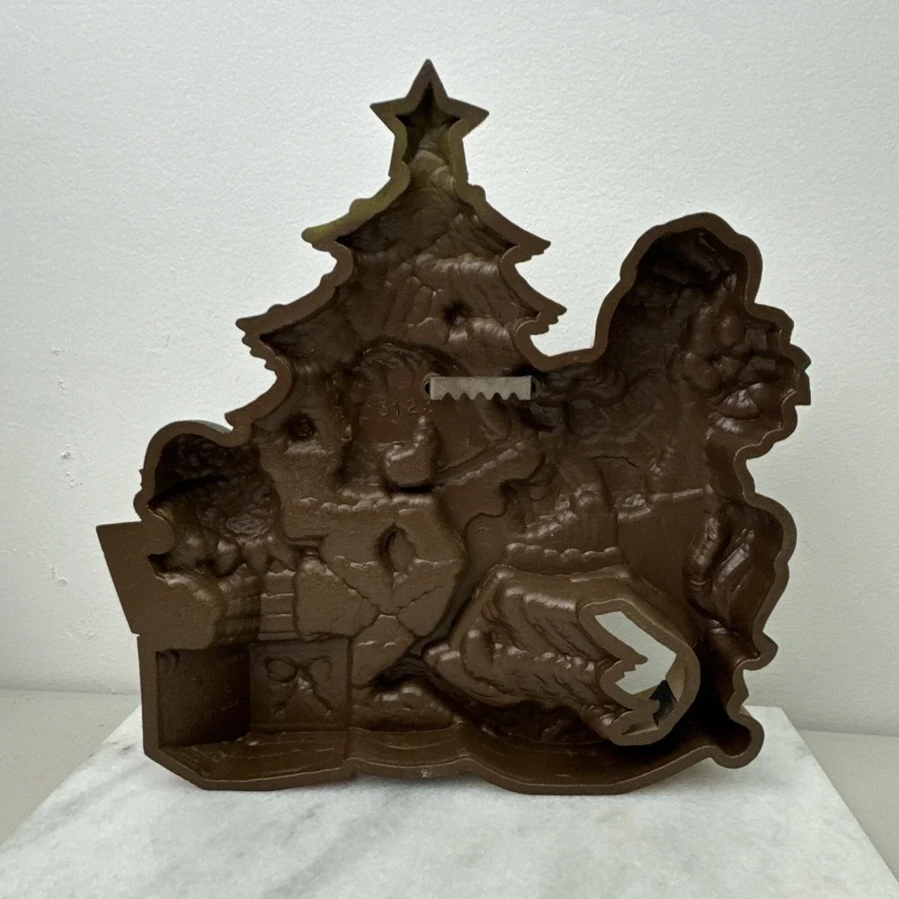 Vintage Burwood Products Christmas Tree Santa Claus Wall Hanging Rocking Horse